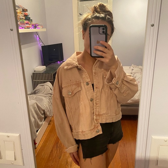 Zara Jackets & Blazers - ZARA Pink oversized jean / denim jacket